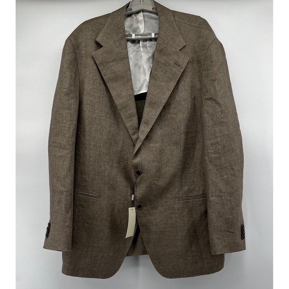 Suitsupply Sport Coat‎ Mens 58 Light Brown Roma Jetted Blazer Jacket Pure Linen